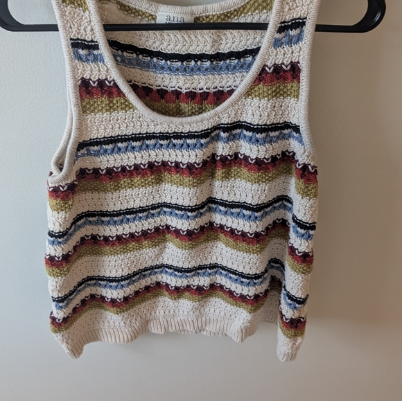 A.n.a Womens colorful striped knit sweater tank top. Scoop neckline. Size Large - Picture 6 of 8